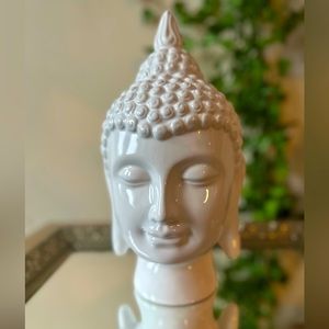 SOLD 11” Tall Zen White Buddha Head Apropos Home Collection